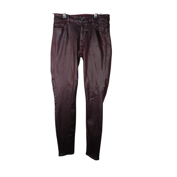 7 For All Mankind Coated Skinny Jeans Women’s 27 Dark Purple Metallic Waxed - Picture 3 of 16